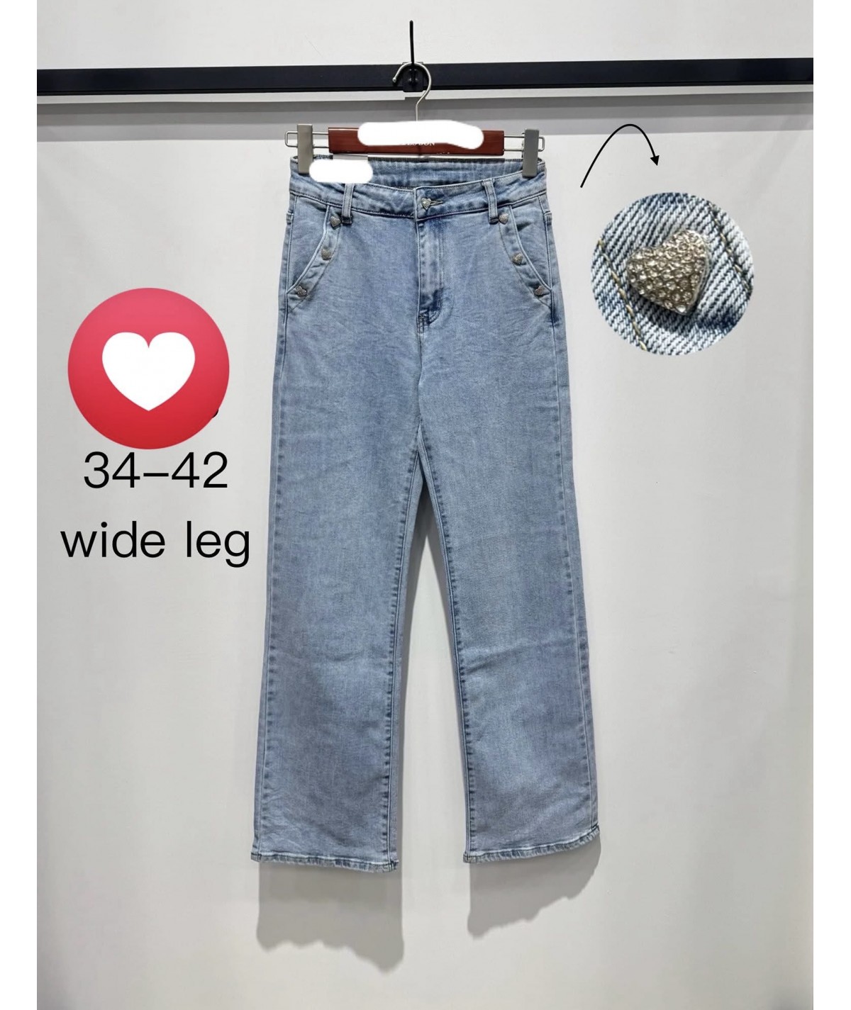 Jeans Wide cœurs