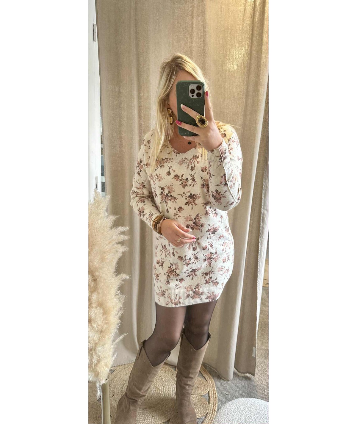Robe pull fleurie Mylène