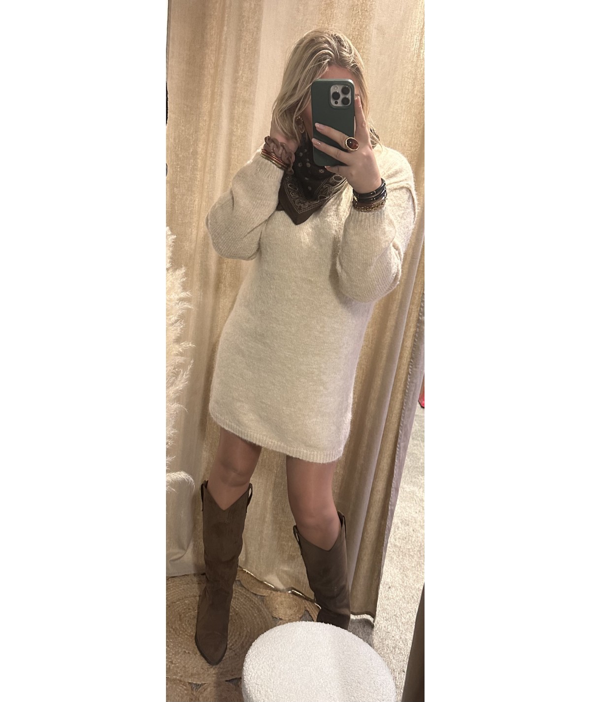 Robe + écharpe chocolat