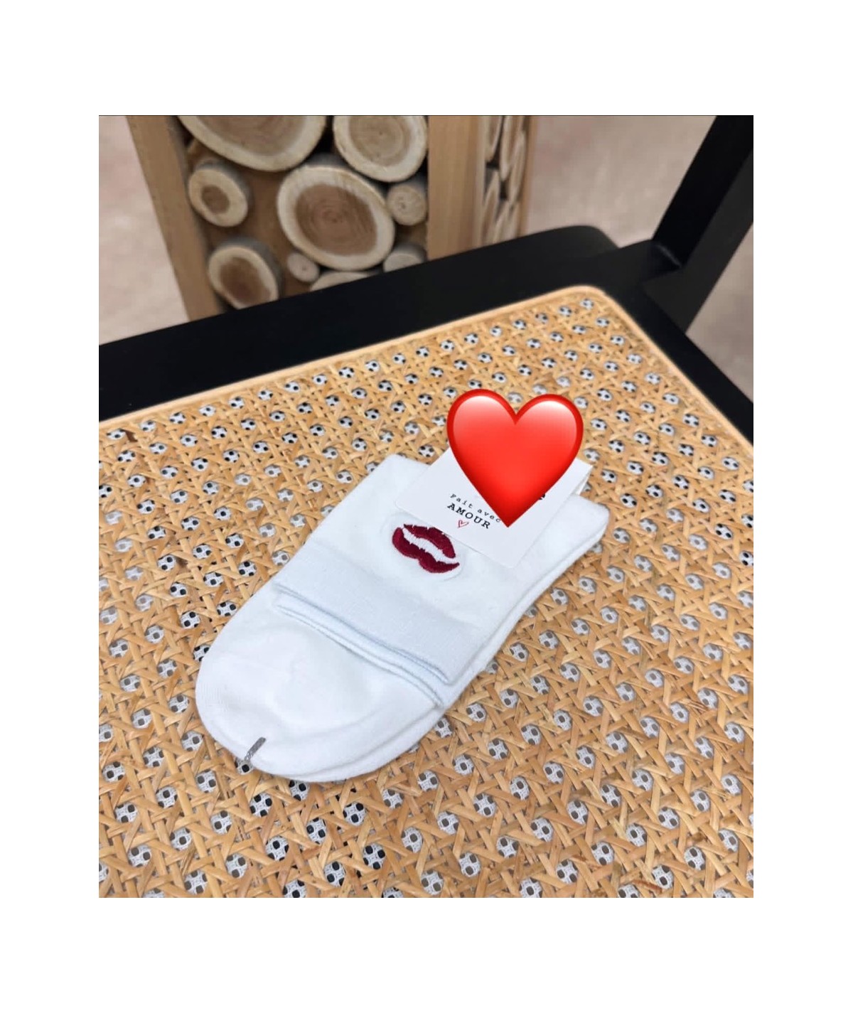 Chaussettes bisous blanches