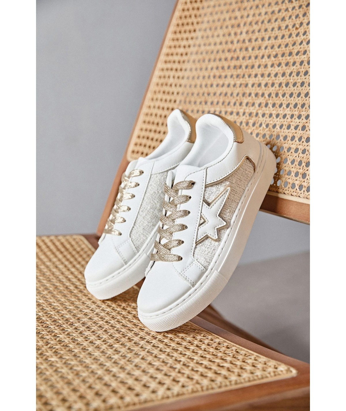Baskets blanches Doré