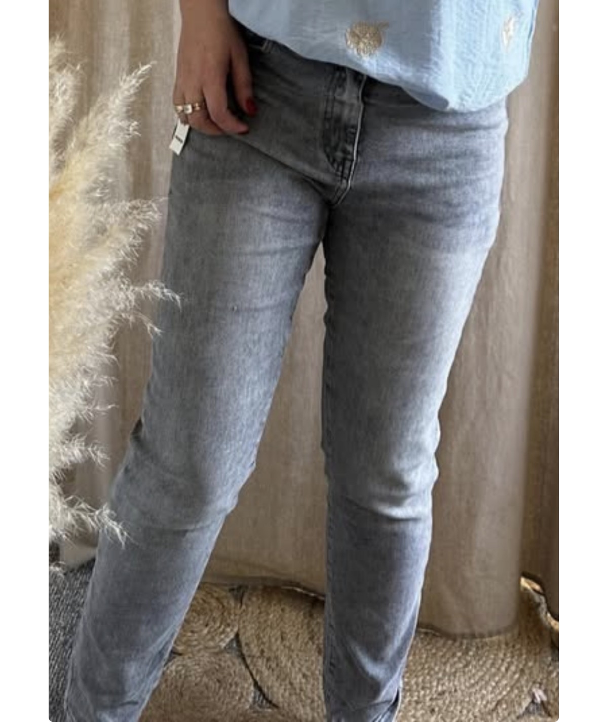 Jeans mom gris belle taille