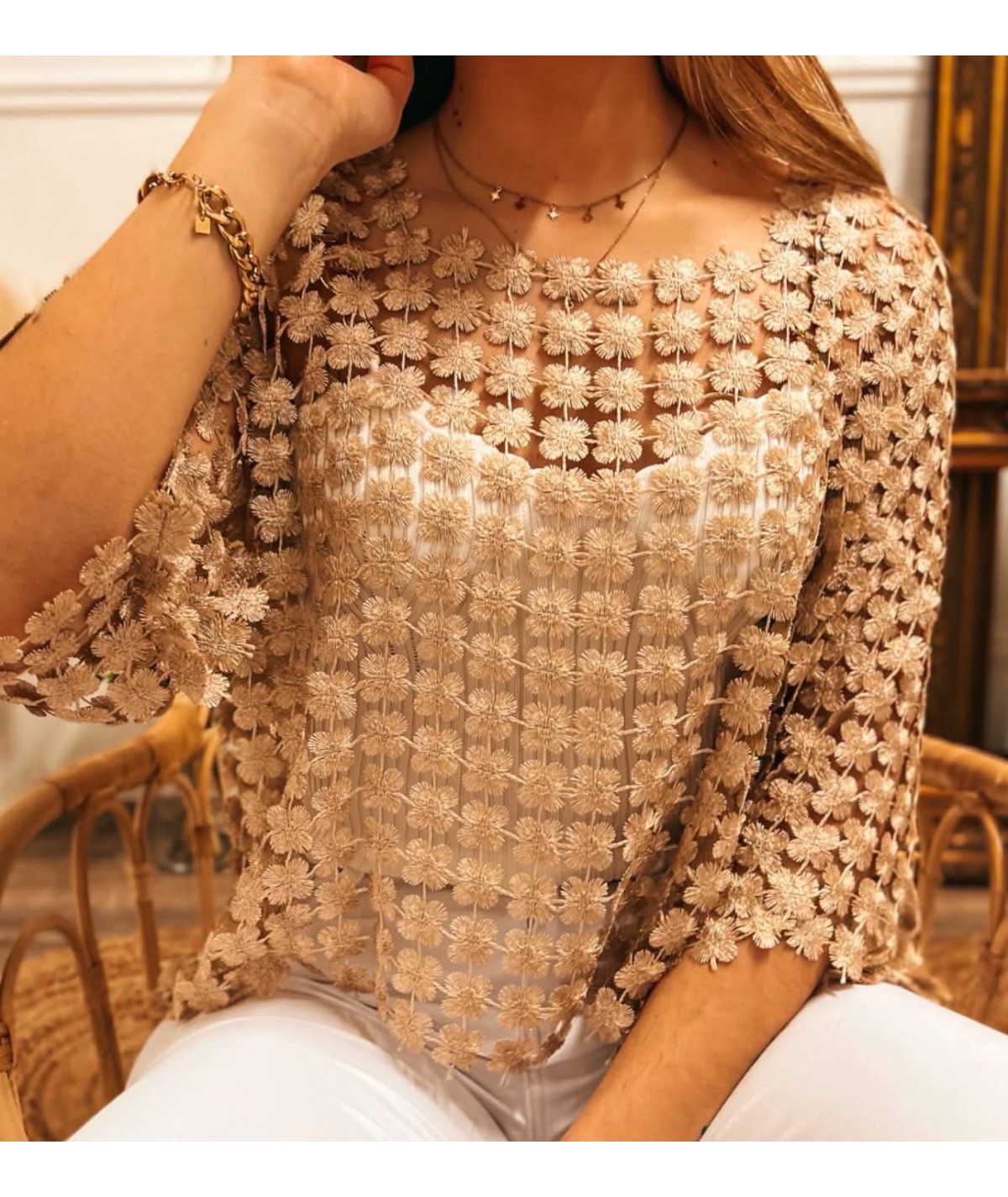 Pull trèfles doré